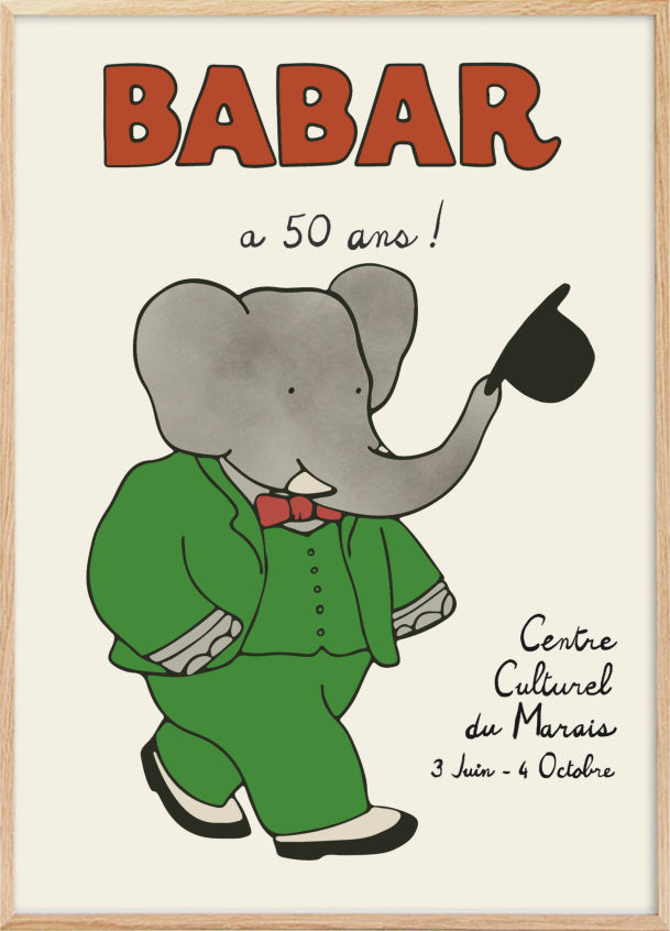 Babar plakat | Motiv Elefanten Babar med hat | Plakater Plakatcph– Plakatcph.com
