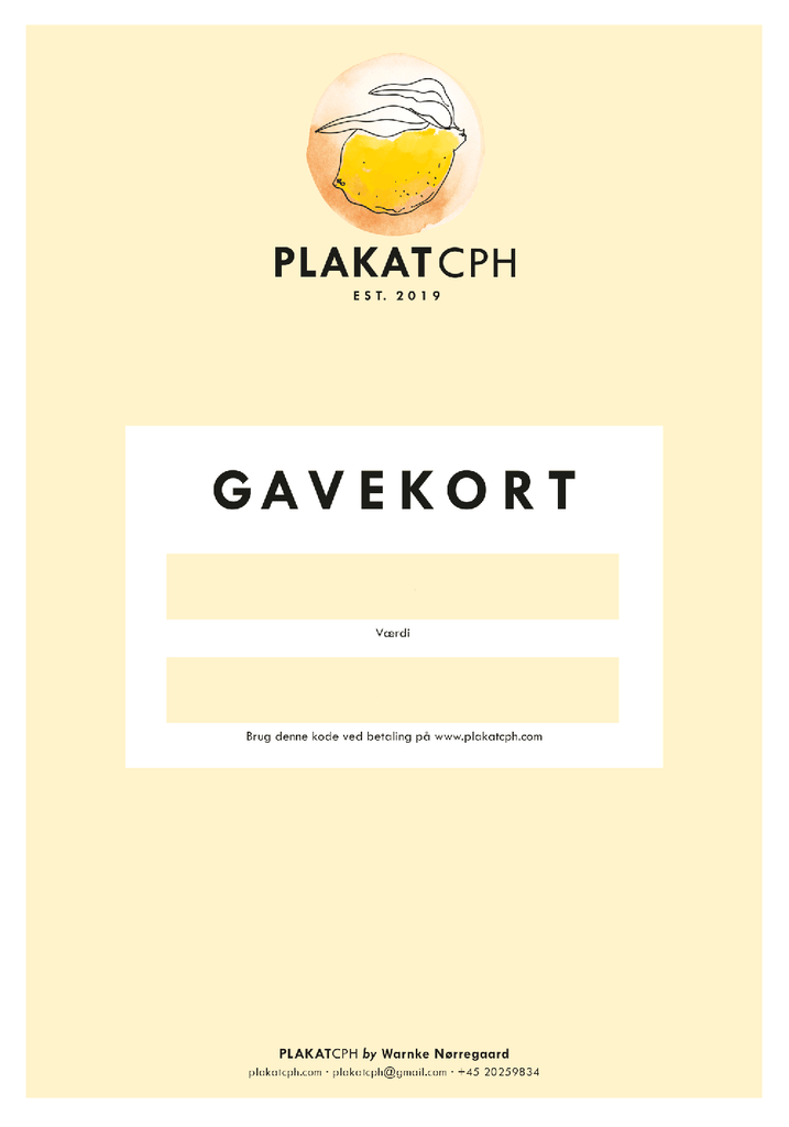 Gavekort - Plakatcph.com - plakater, posters og boligdesign