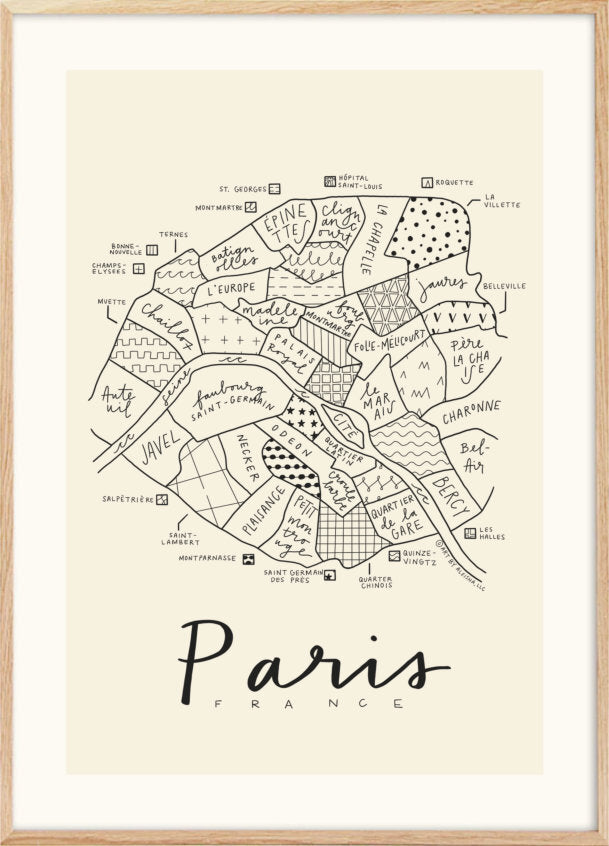 Paris map plakat - Plakatcph.com - plakater, posters og boligdesign